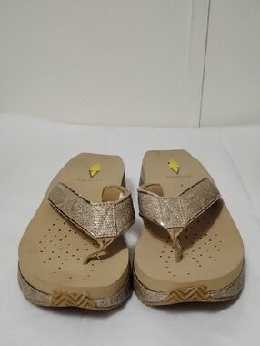Volatile Women's Metallic Gold Thong Sandals - Comfortable Slip-On Flip Flops